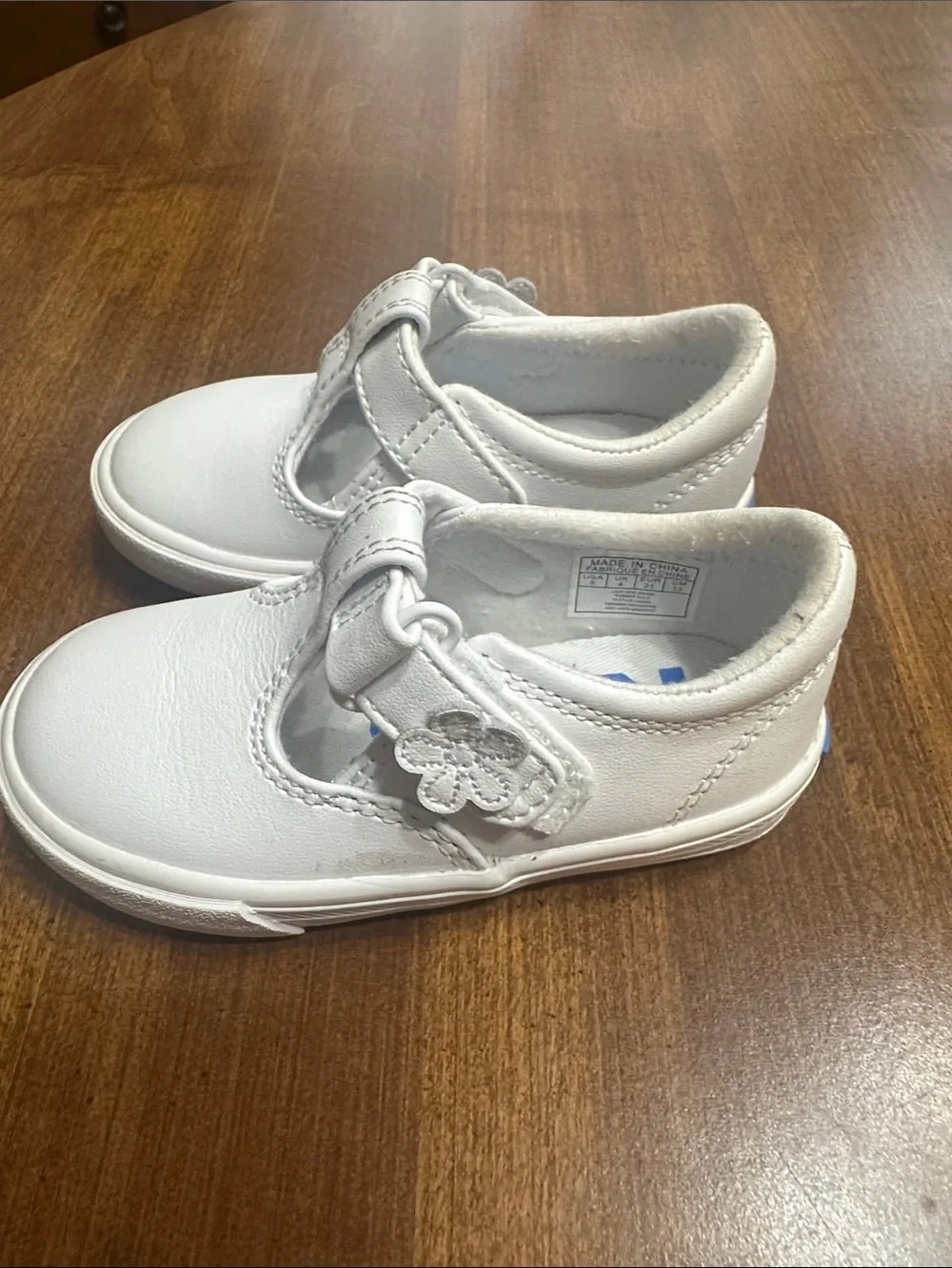 Kids White Leather Mary Jane Shoes